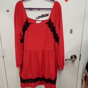 UK 22/US 18 ASOS Curve red bell sleeved dress EUC